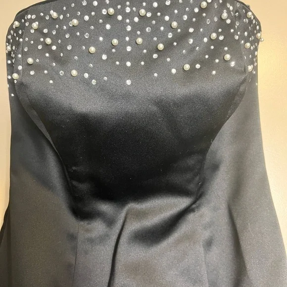 David’s Bridal Strapless Beaded Formal Long 90’s Y2K Prom Gown Black Size 2 - Picture 6 of 11